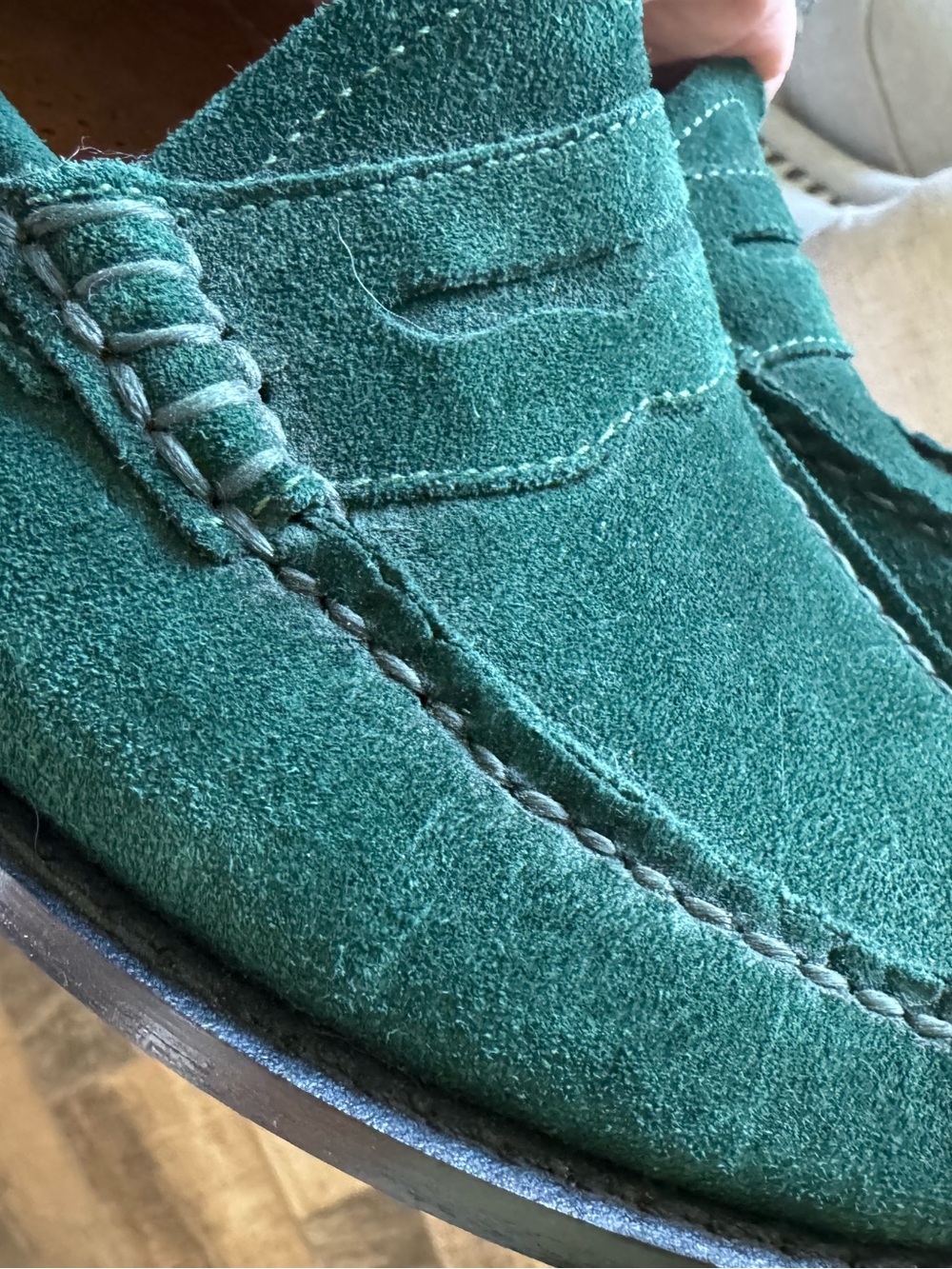 Bass and Madewell Weejuns Forest Green Suede Sz 8 - Picture 8 of 9